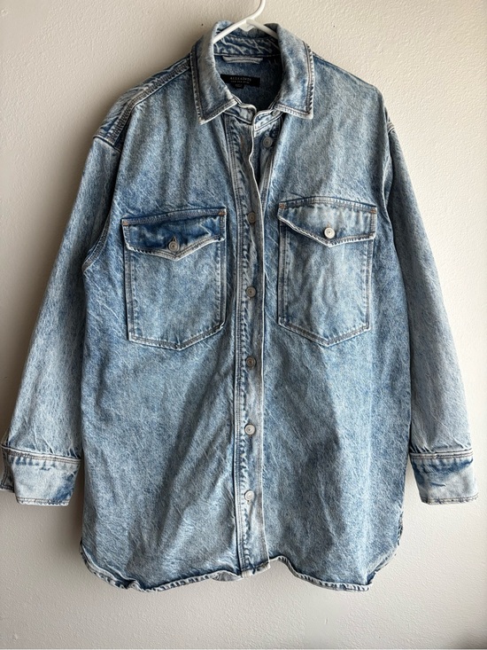 All Saints Dresses & Skirts - AllSaints Lily Shacket Dress Heavyweight Denim Button-Up Light Wash Women’s US 4